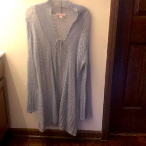 Light Blue Poncho Wrap Sweater